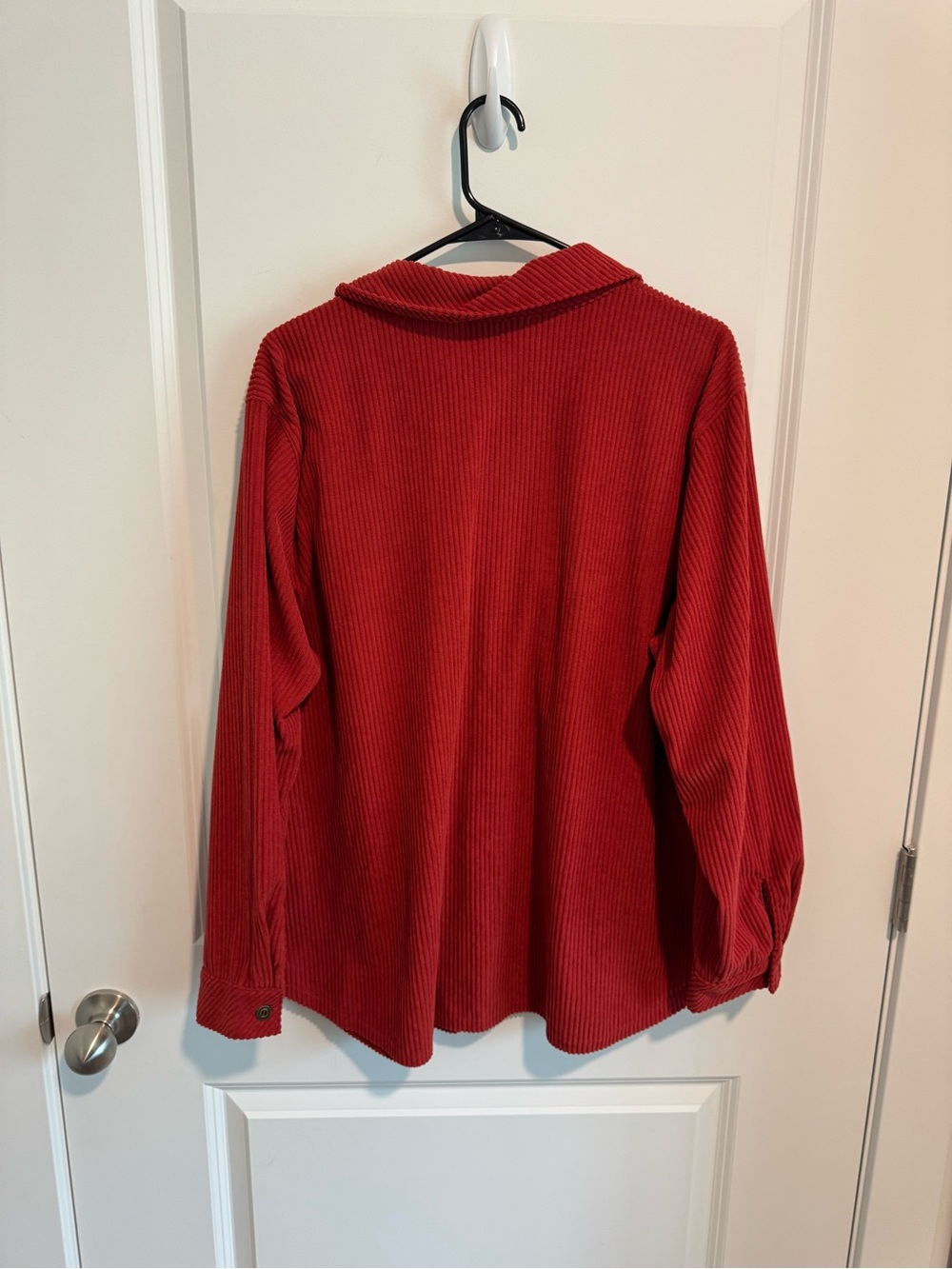 Alfred Dunner Vibrant Red Ribbed Cozy Button-Up - Picture 3 of 5